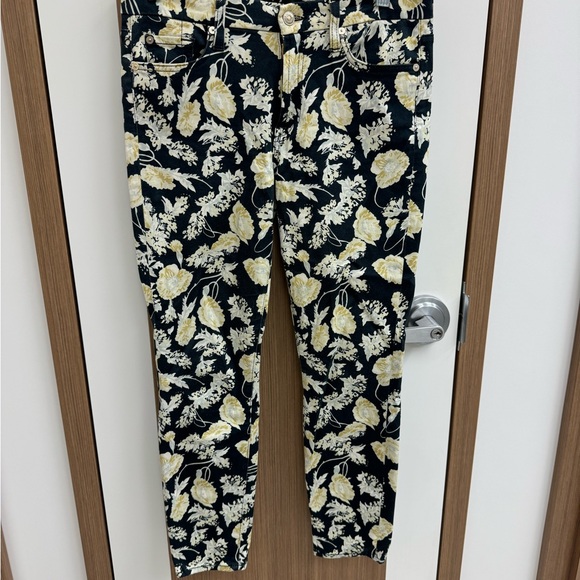 7 For All Mankind Pants - 7 For all mankind‎ Floral Print Pants Yellow and Black Design
